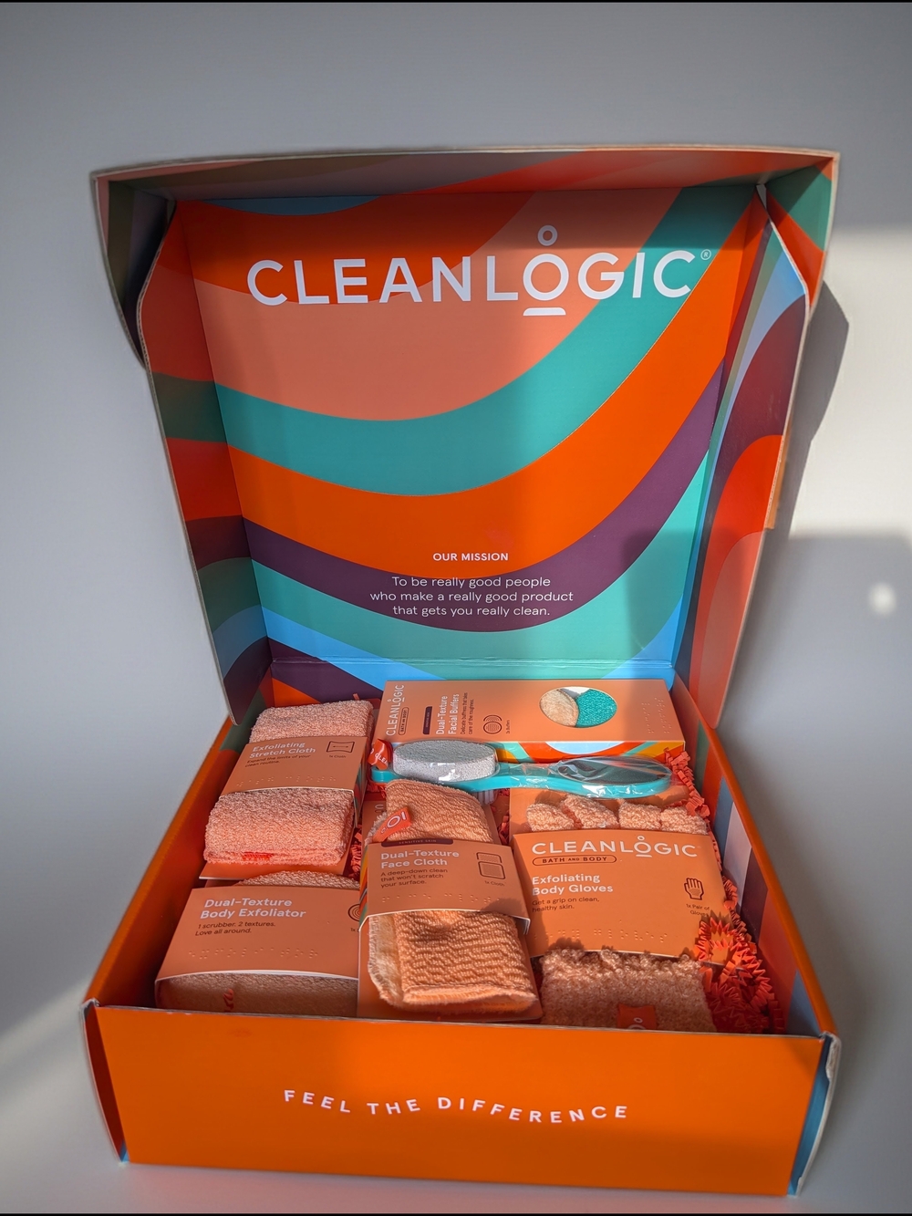 CleanLogic Exfoliating Body Care Set - Coral Orange